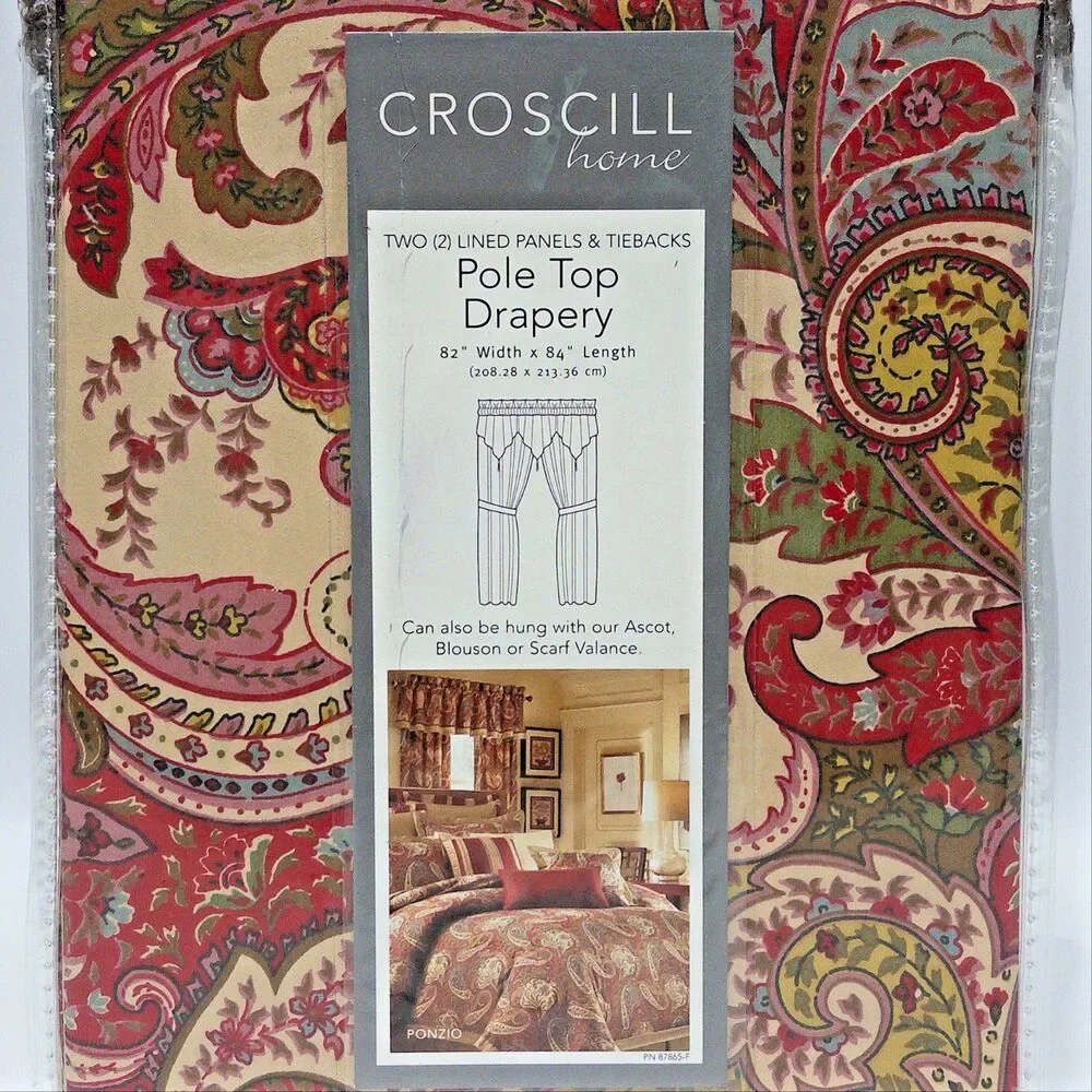 VTG Y2K New in Package Croscill Ponzio Pole Top Drapes 82